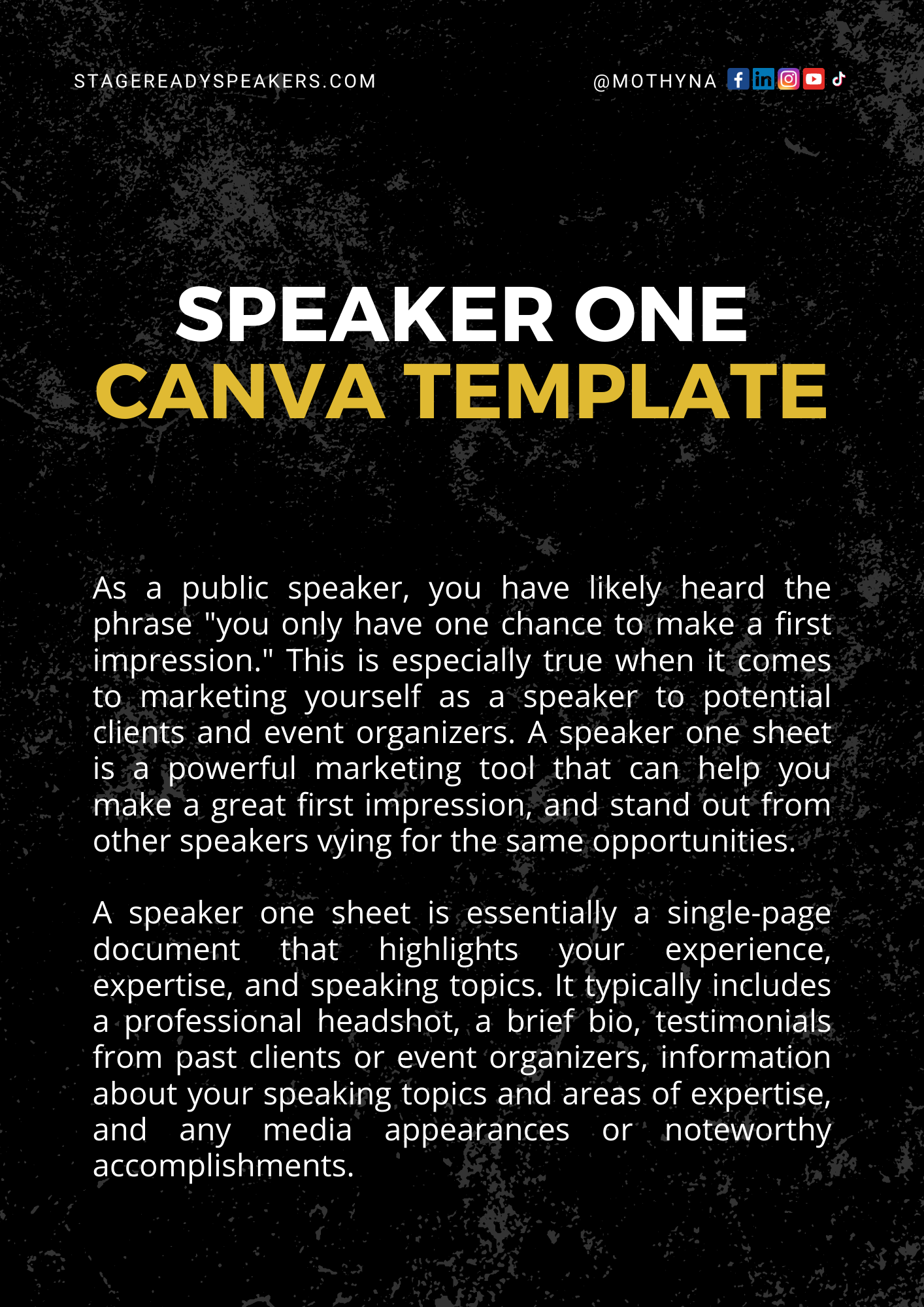 Speaker One Sheet Template